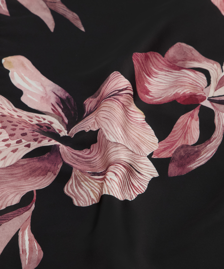 Satynowe kimono Bloom, Czarny