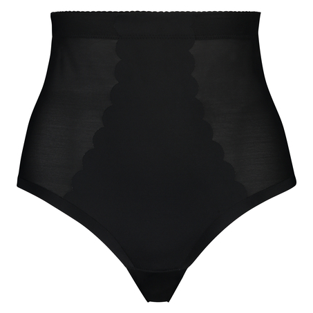 Sculpting scallop high waisted thong - Level 3, Czarny