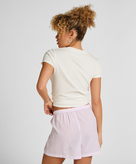 Szorty Piżamowe Heart - Paski Bawełna, R&oacute;żowy