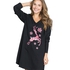Nightshirt V-neck long sleeves, Czarny