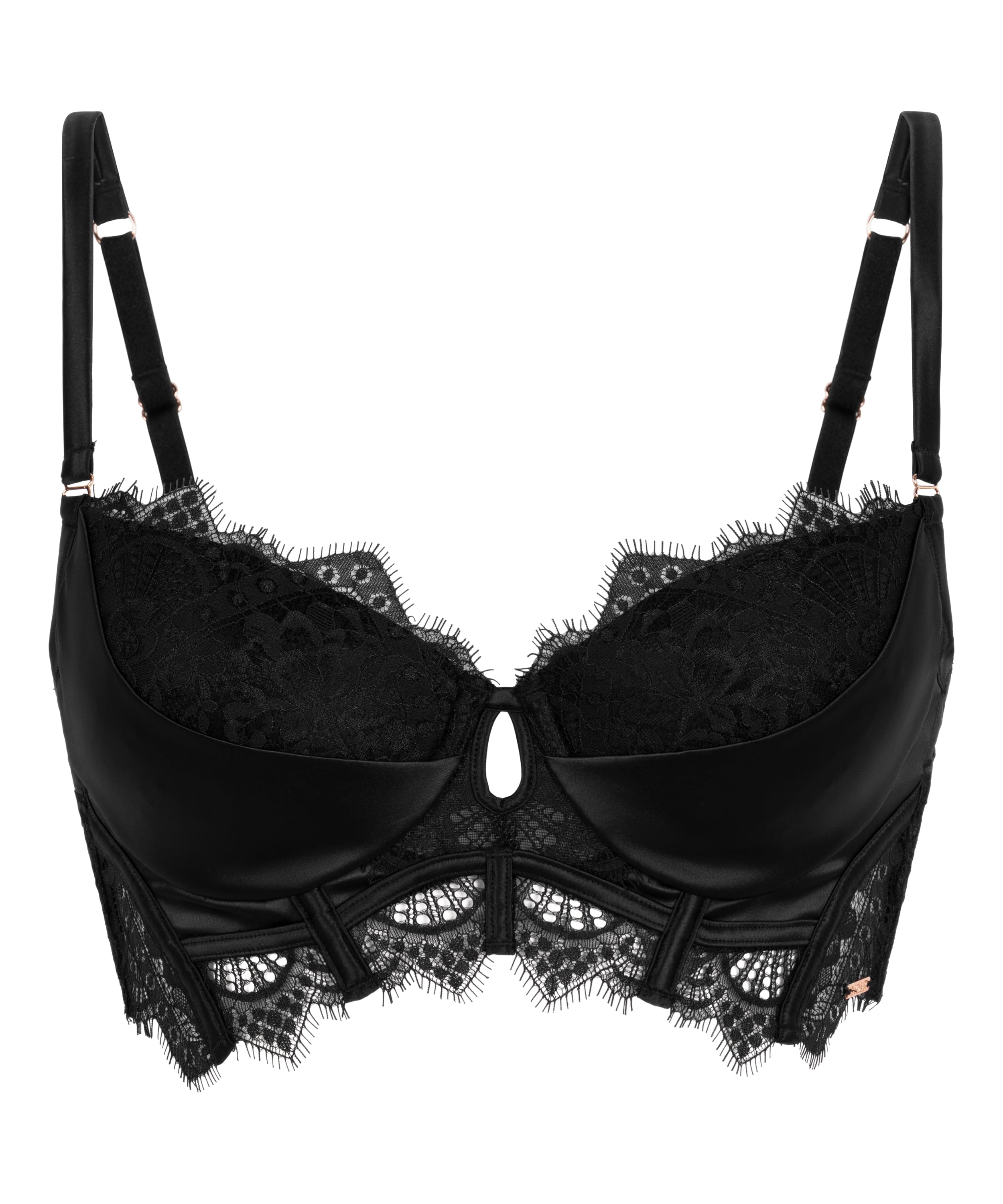 Zoe Padded Longline Underwired Bra, Czarny, main