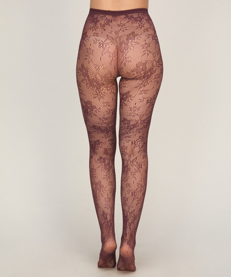 Rajstopy Allover Lace Fishnet, Fioletowy