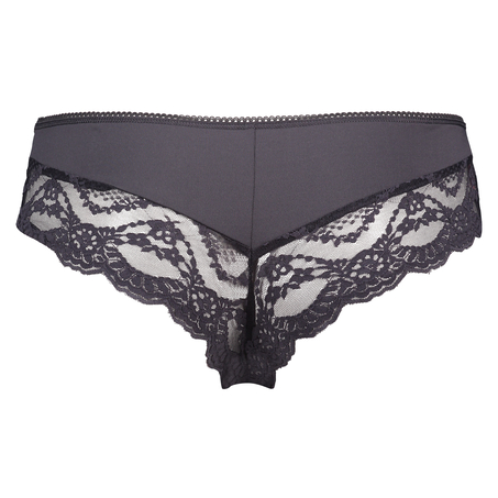 Ruched lacey brazilian micro contrast, Szary