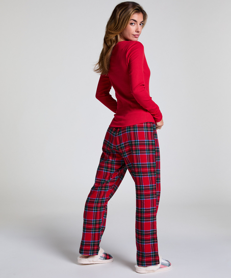 Top V-neck long sleeves, Czerwony