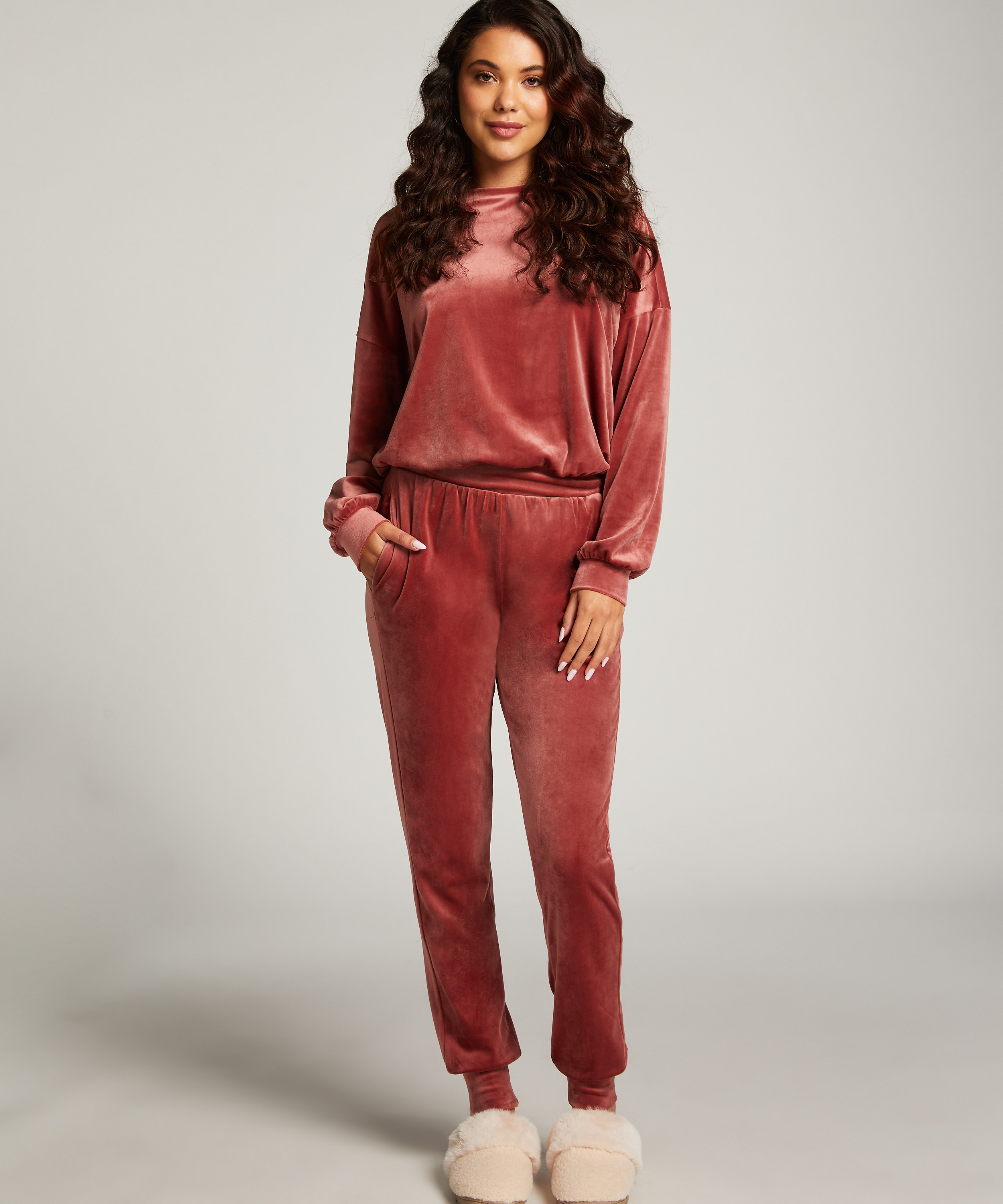 Welurowy top, R&oacute;żowy, main