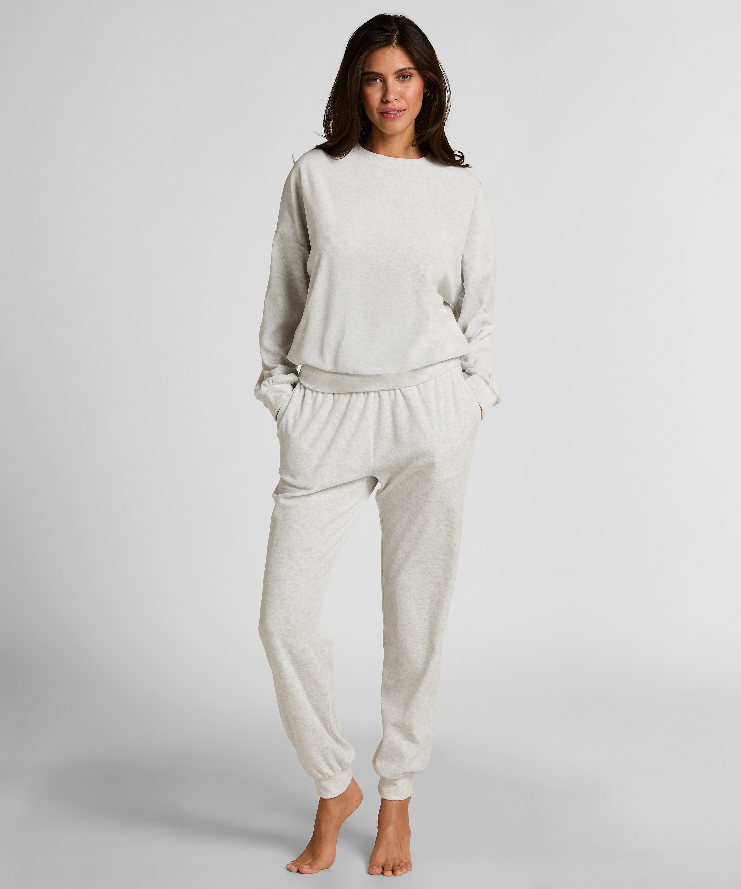 Welurowy top, Szary, main