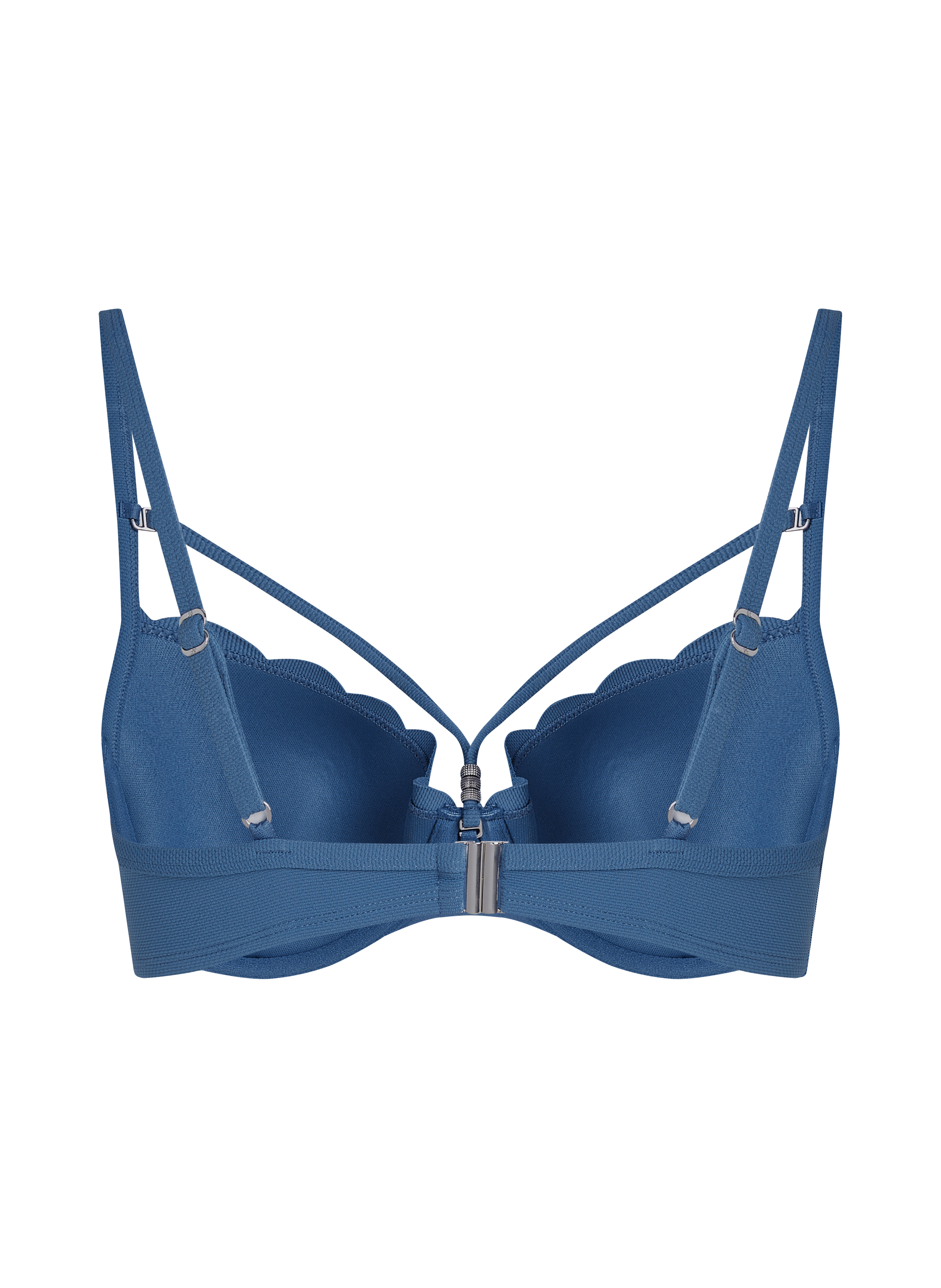 Usztywniany top bikini z fiszbinami Scallop, Niebieski, main