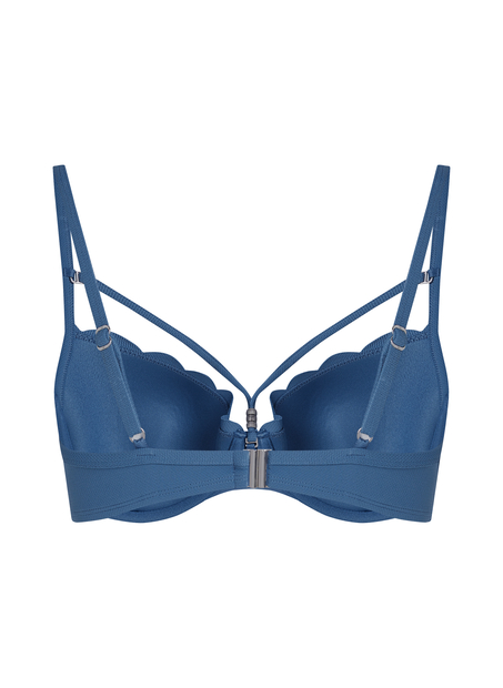Usztywniany top bikini z fiszbinami Scallop, Niebieski