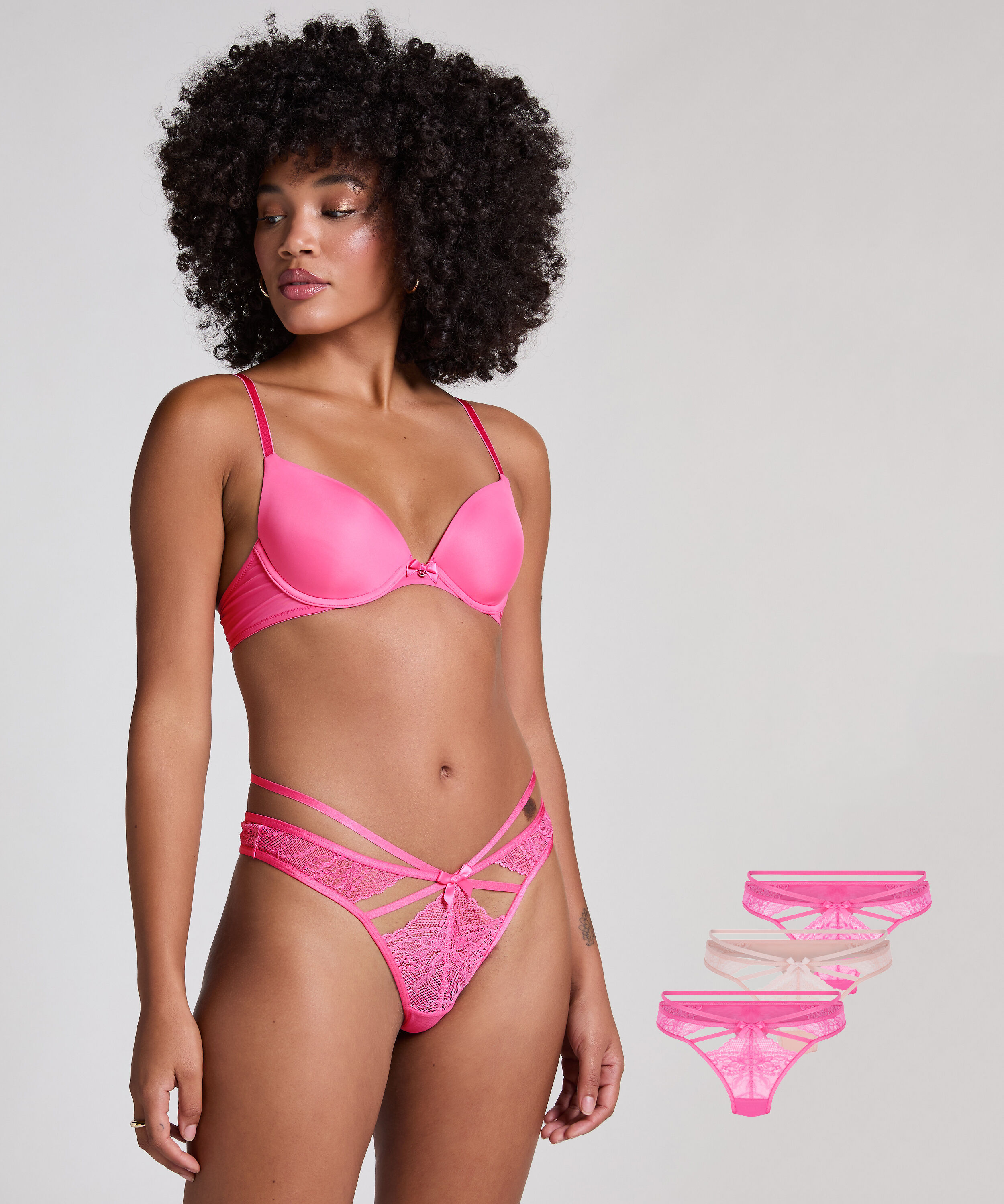 Stringi, zestaw 3 sztuk, R&oacute;żowy