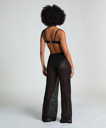 Plażowe dzianinowe spodnie, Czarny