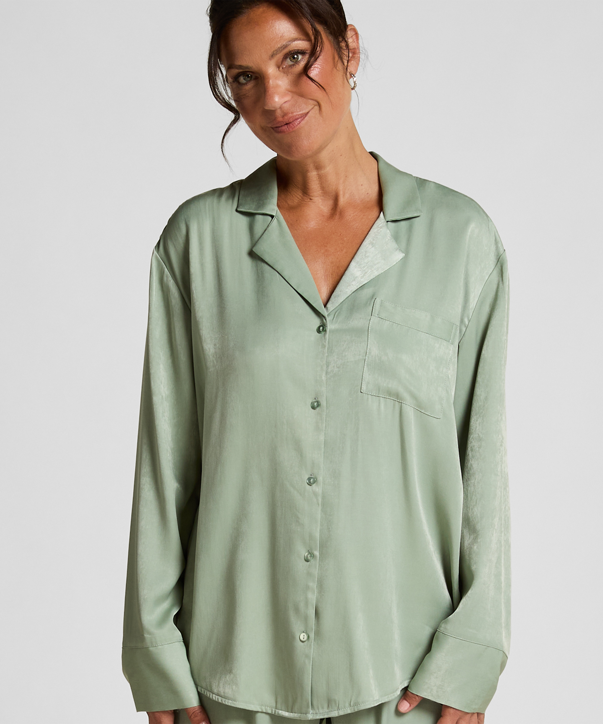 Kurtka z satyny z długimi rękawami Ayla, Zielony, main