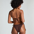 Majtki Bikini Cheeky Tanga Crochet, Brązowy