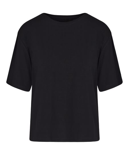 Top Piżamowy Jersey Kr&oacute;tki Rękaw, Czarny