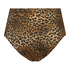 Figi bikini z wysokim stanem Leopard, Brązowy