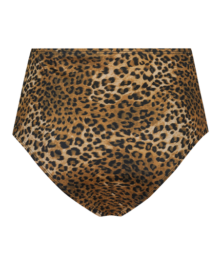 Figi bikini z wysokim stanem Leopard, Brązowy