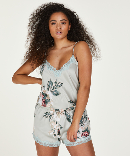 Satynowe szorty od piżamy, Niebieski