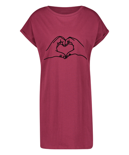 Koszula nocna z okrągłym dekoltem, Czerwony