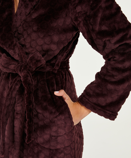 Long Fleece Bathrobe, Czerwony