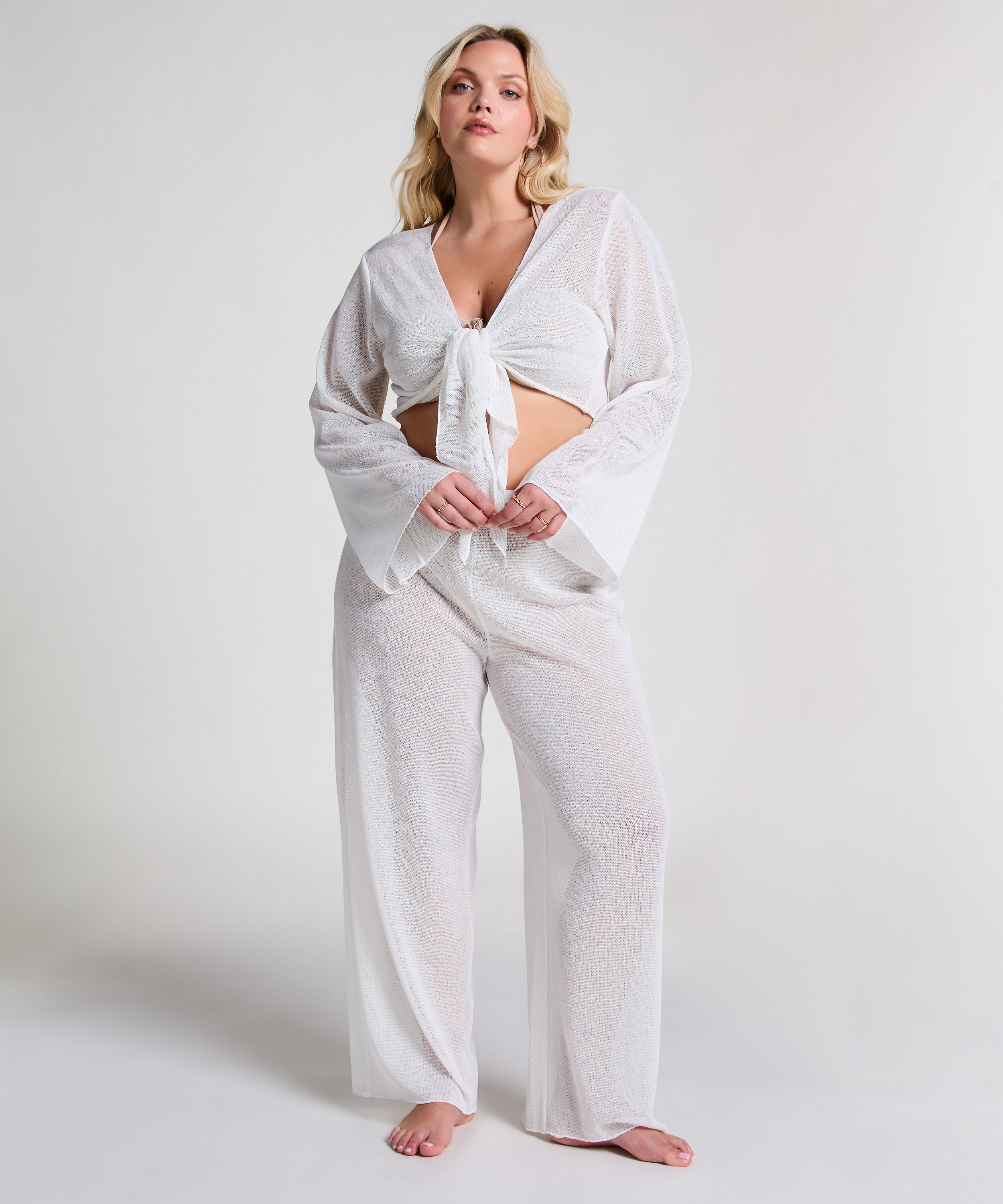 Top z dzianiny plażowej, Biały, main