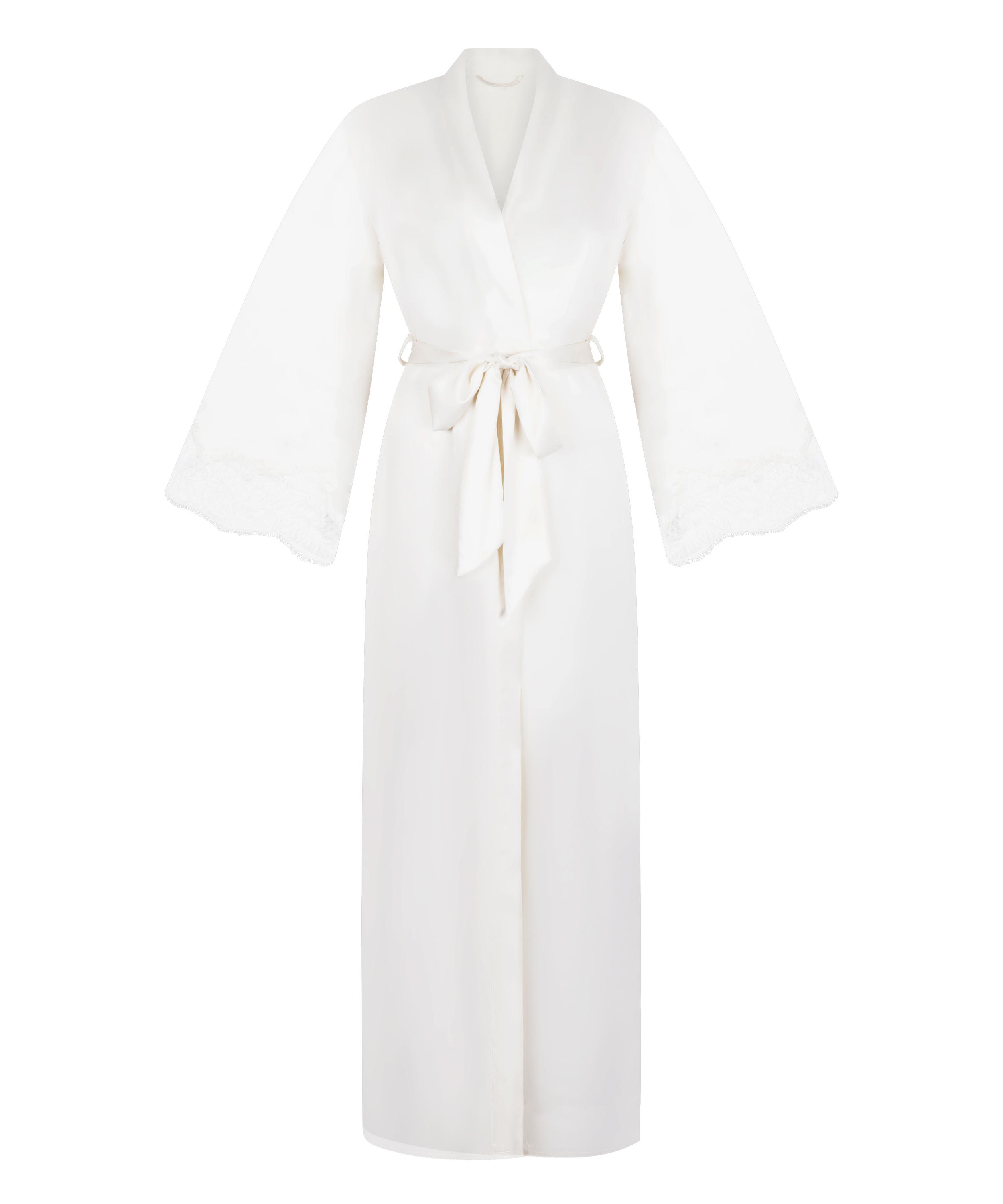 Długie satynowe kimono Valerie, Biały, main
