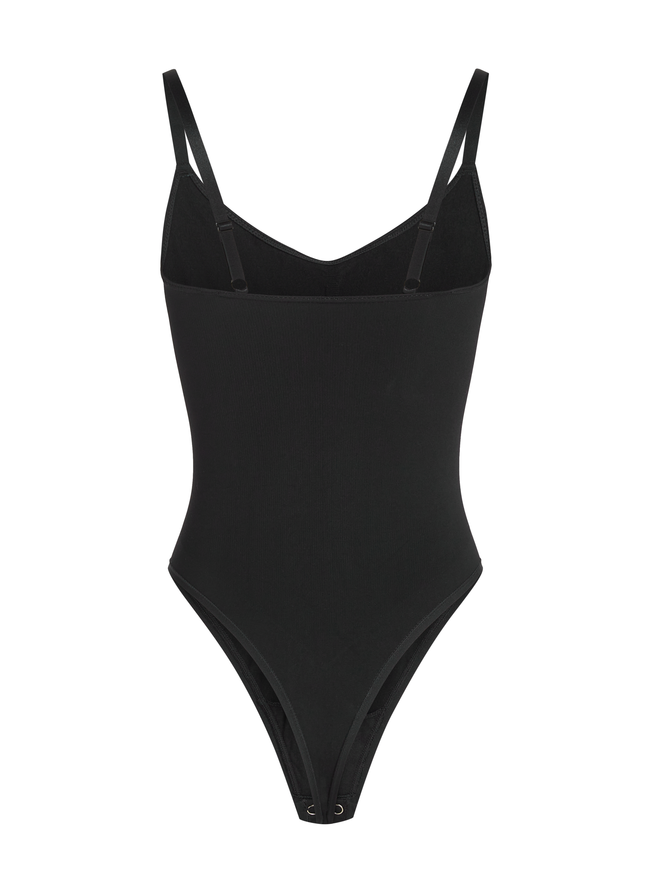 Bezszwowe wzmacniające body z wysokimi wycięciami, Czarny, main