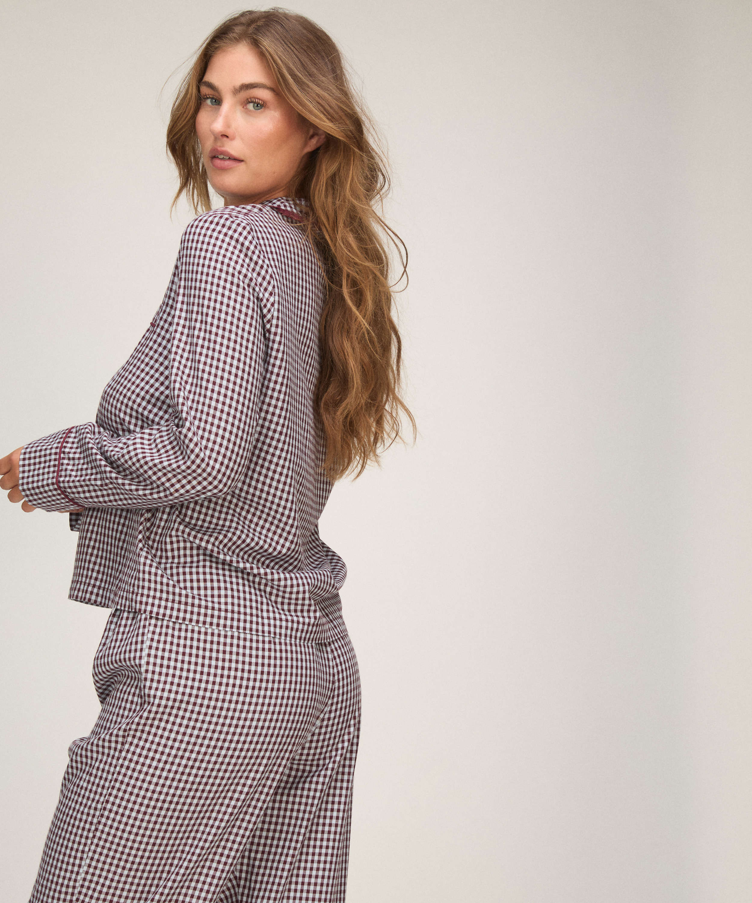 Pyjama Set Poplin Ruffle, Fioletowy, main