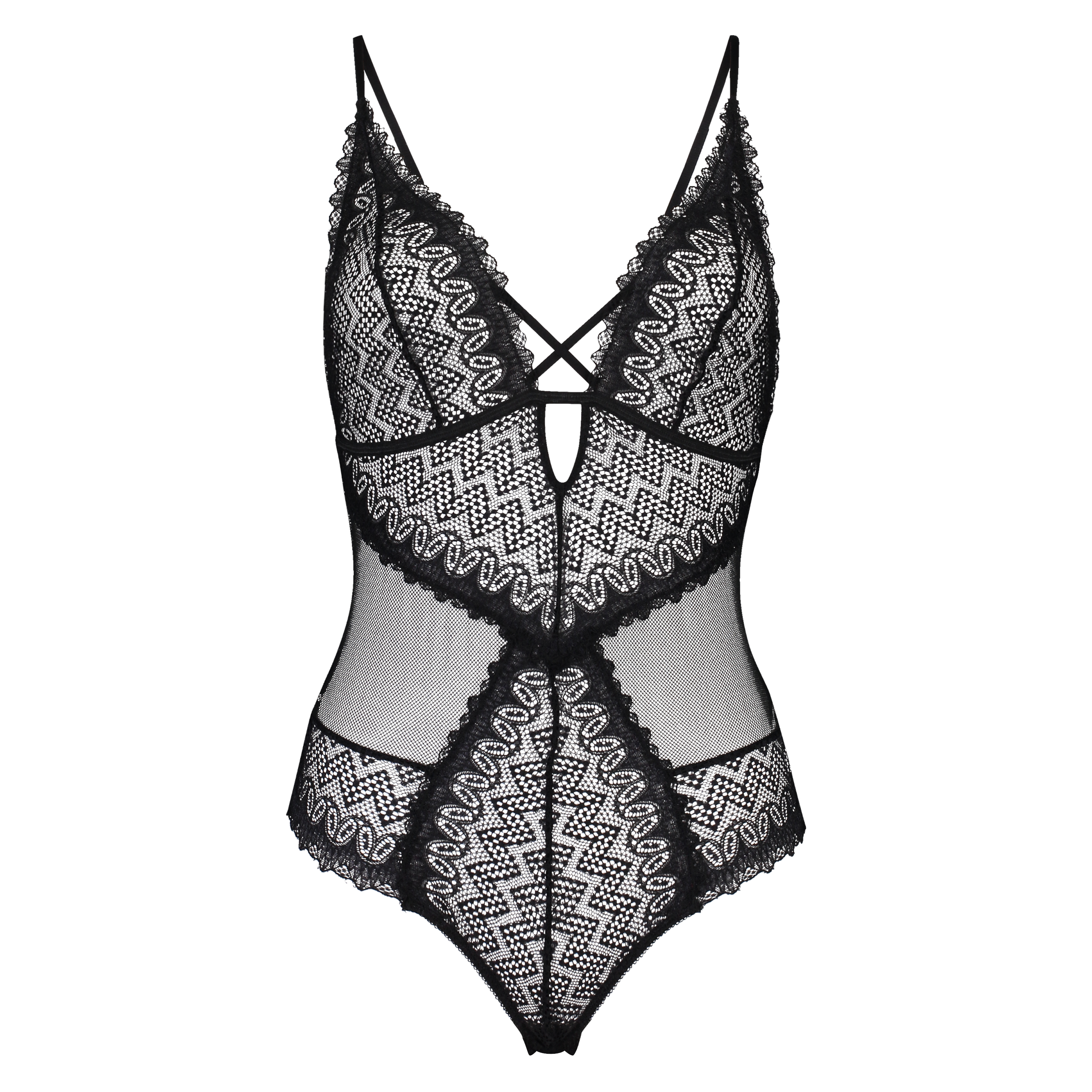 Koronkowe body Geo, Czarny, main