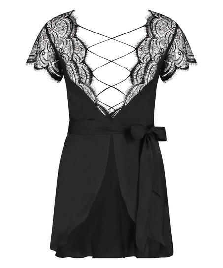 Satynowe kimono Coco, Czarny