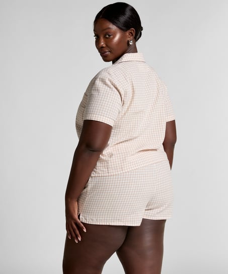 Bluza lniana w kratę, Biały