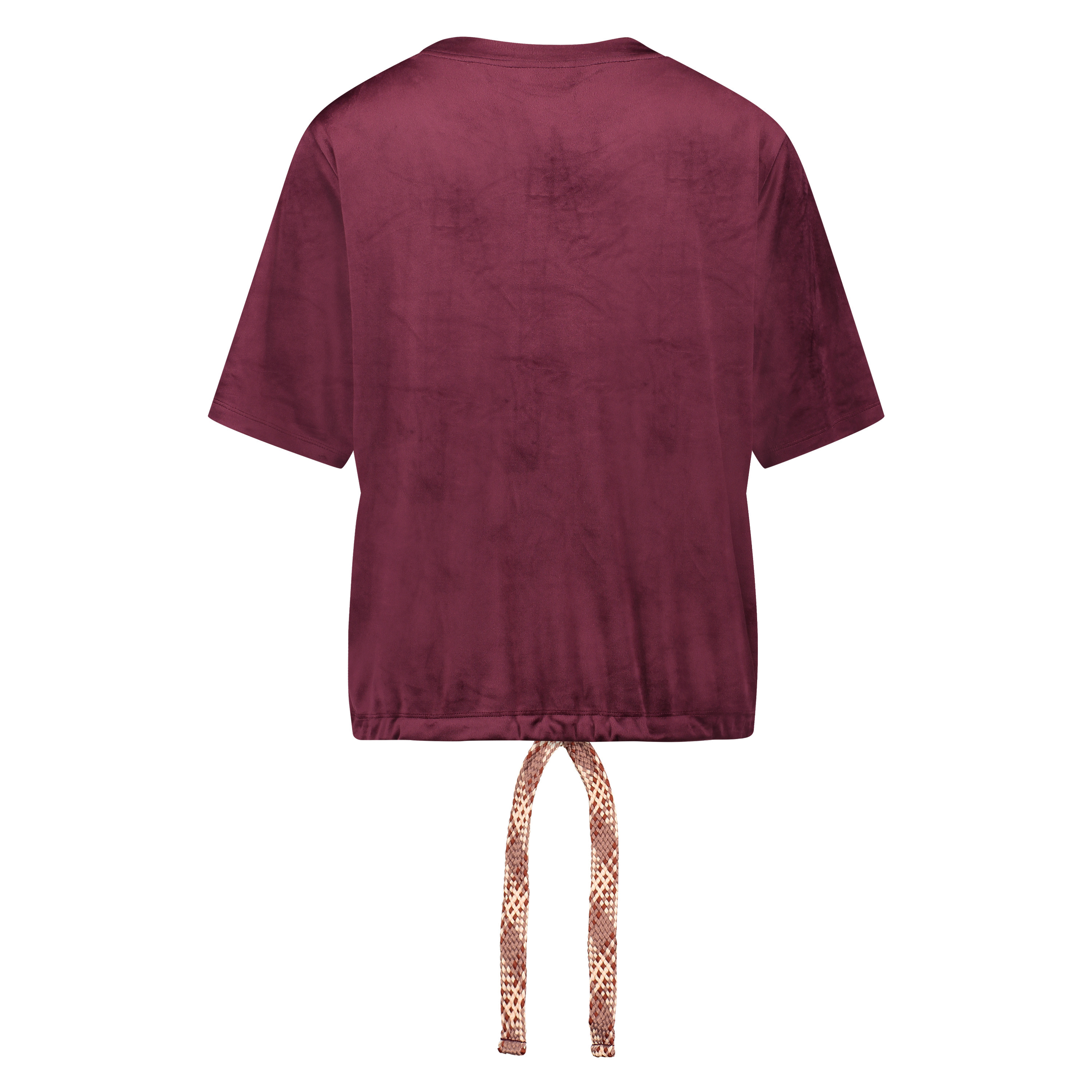 Short-sleeve velours top, Czerwony, main