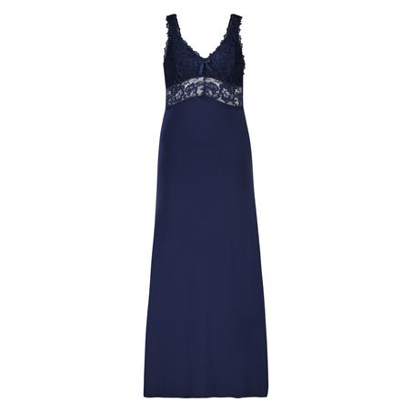 Long slip dress Modal lace, Niebieski