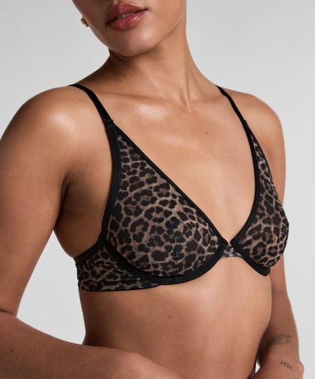 Biustonosz nieusztywniany z fiszbinami Leopard Tara, Czarny