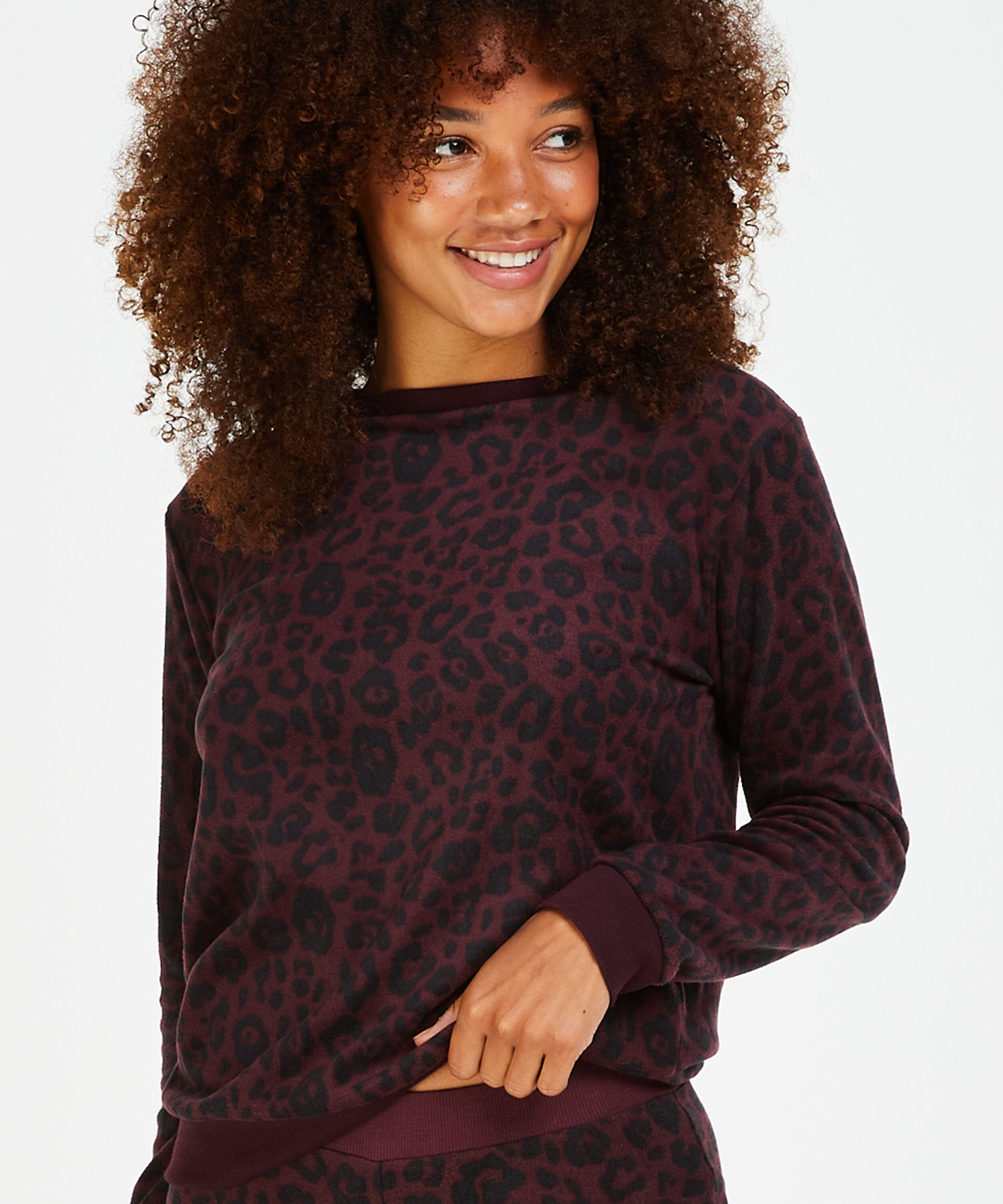 Long-Sleeved Fleece Top, Czerwony