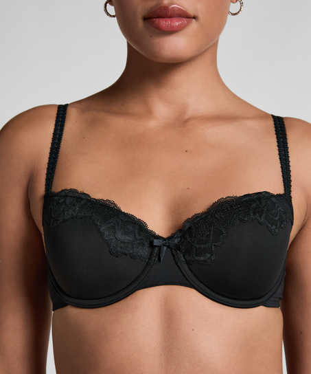 Biustonosz usztywniany z fiszbinami Secret Lace, Czarny