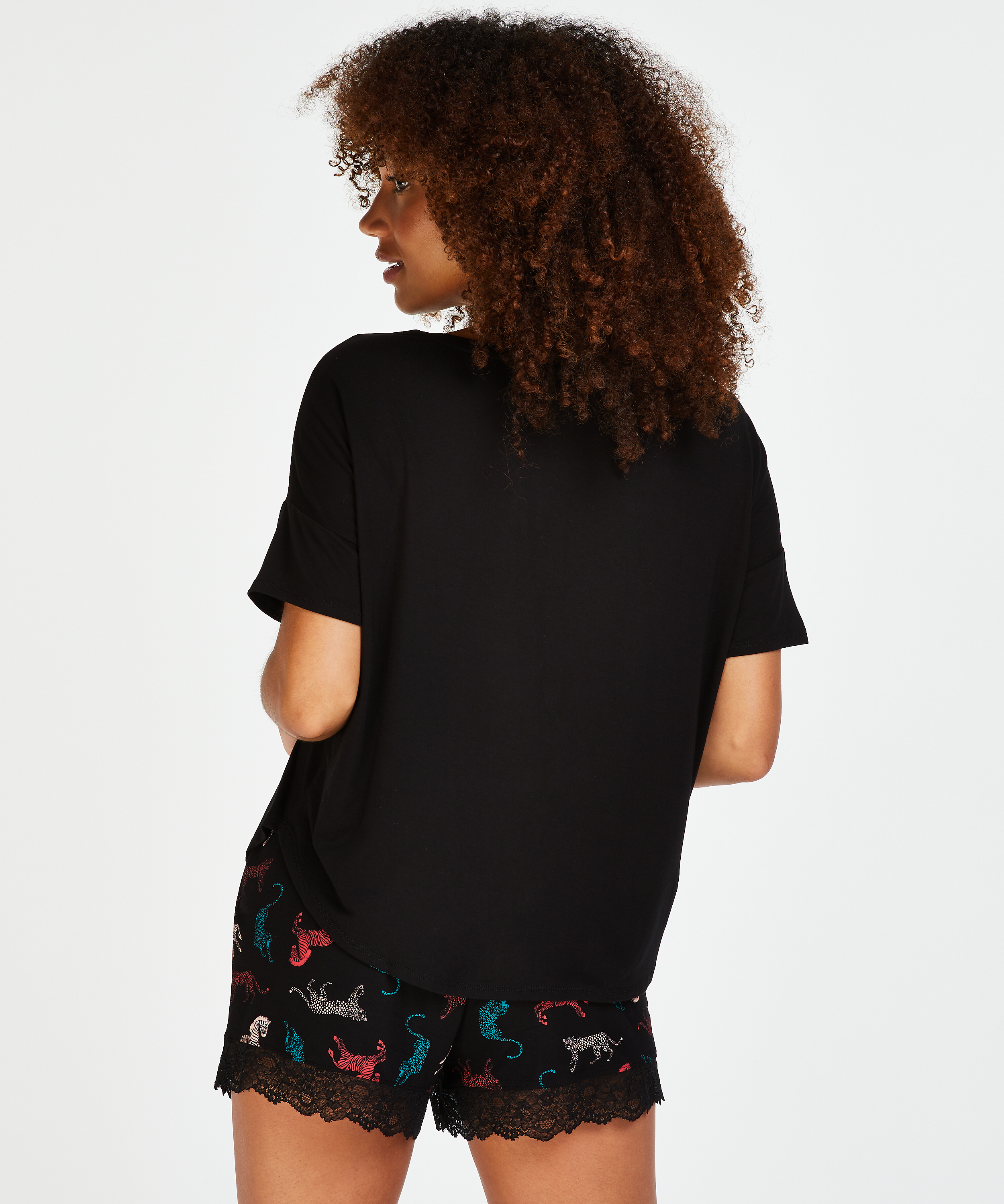 Piżama z szortami, Czarny, main