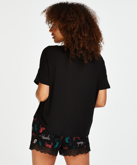 Piżama z szortami, Czarny