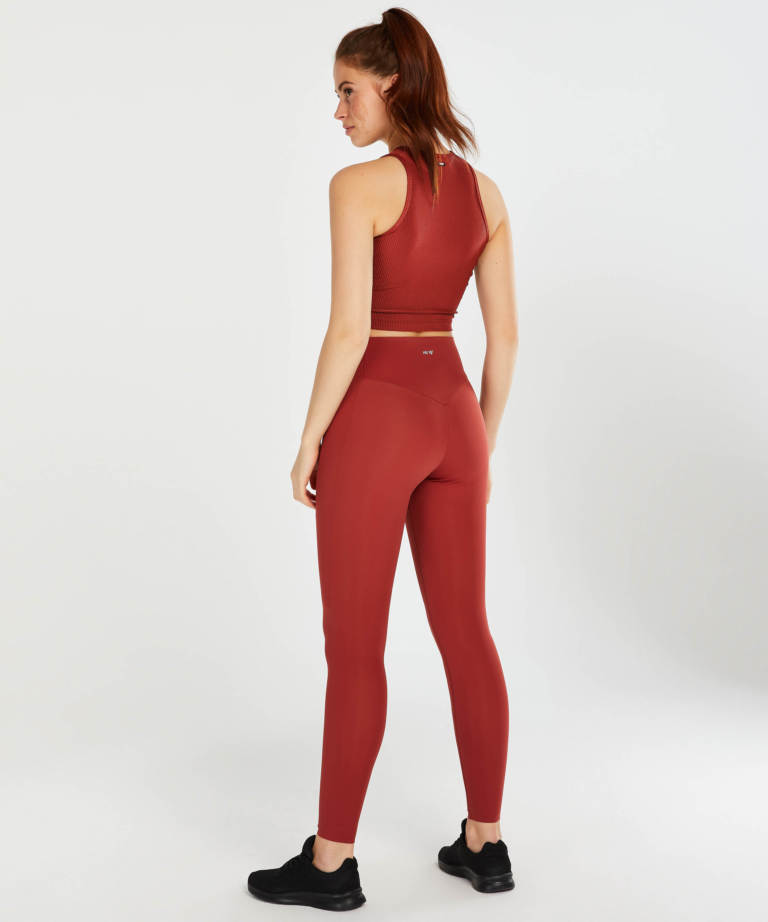 Prążkowany krótki top sportowy HKMX, Czerwony, main