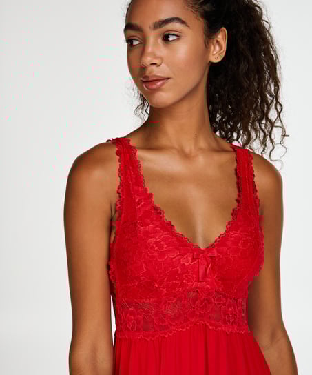 Koronkowa halka z modalu, Czerwony