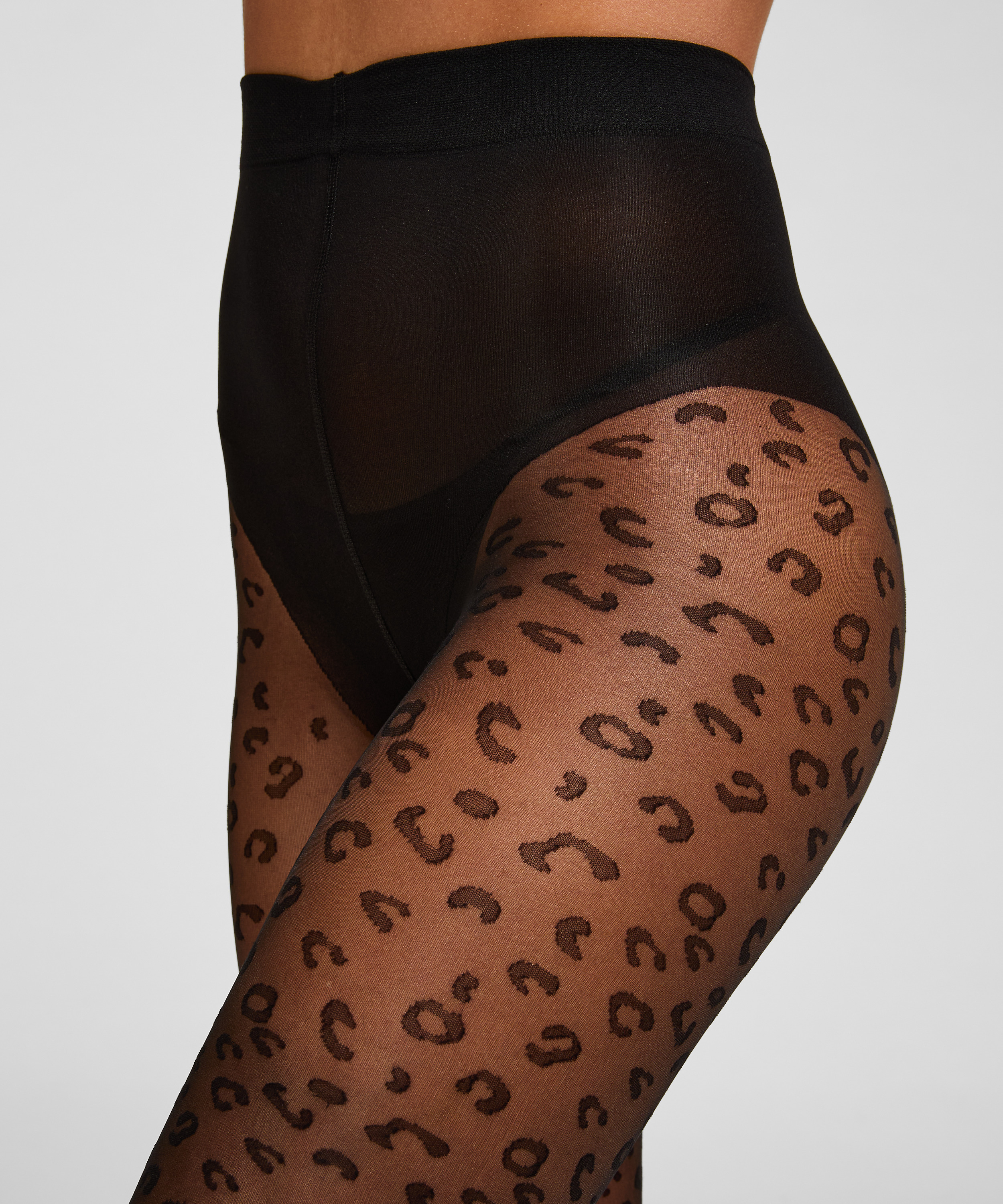 Rajstopy 15 Denier Leopard, Czarny, main
