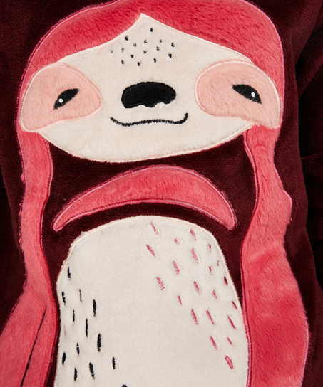 Long Fleece Sweater, Czerwony