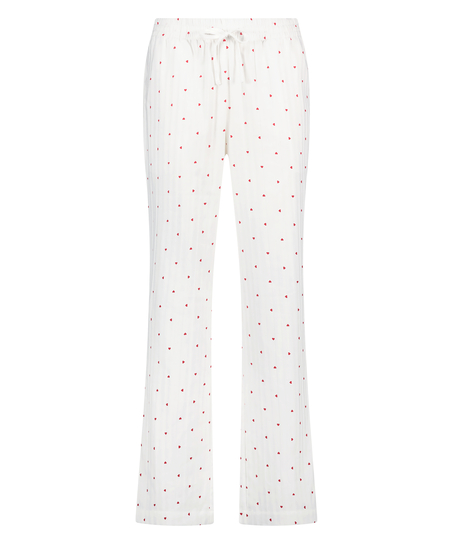 Jacquard Hearts Petite Dżersejowe spodnie, Biały