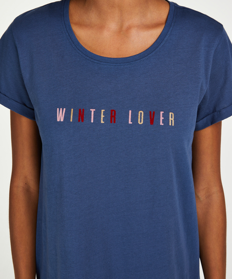 Koszula nocna z okrągłym dekoltem, Niebieski