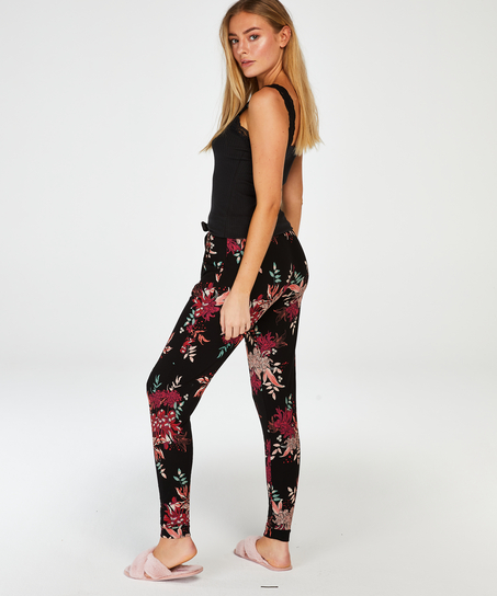 Rib lace cami top, Czarny