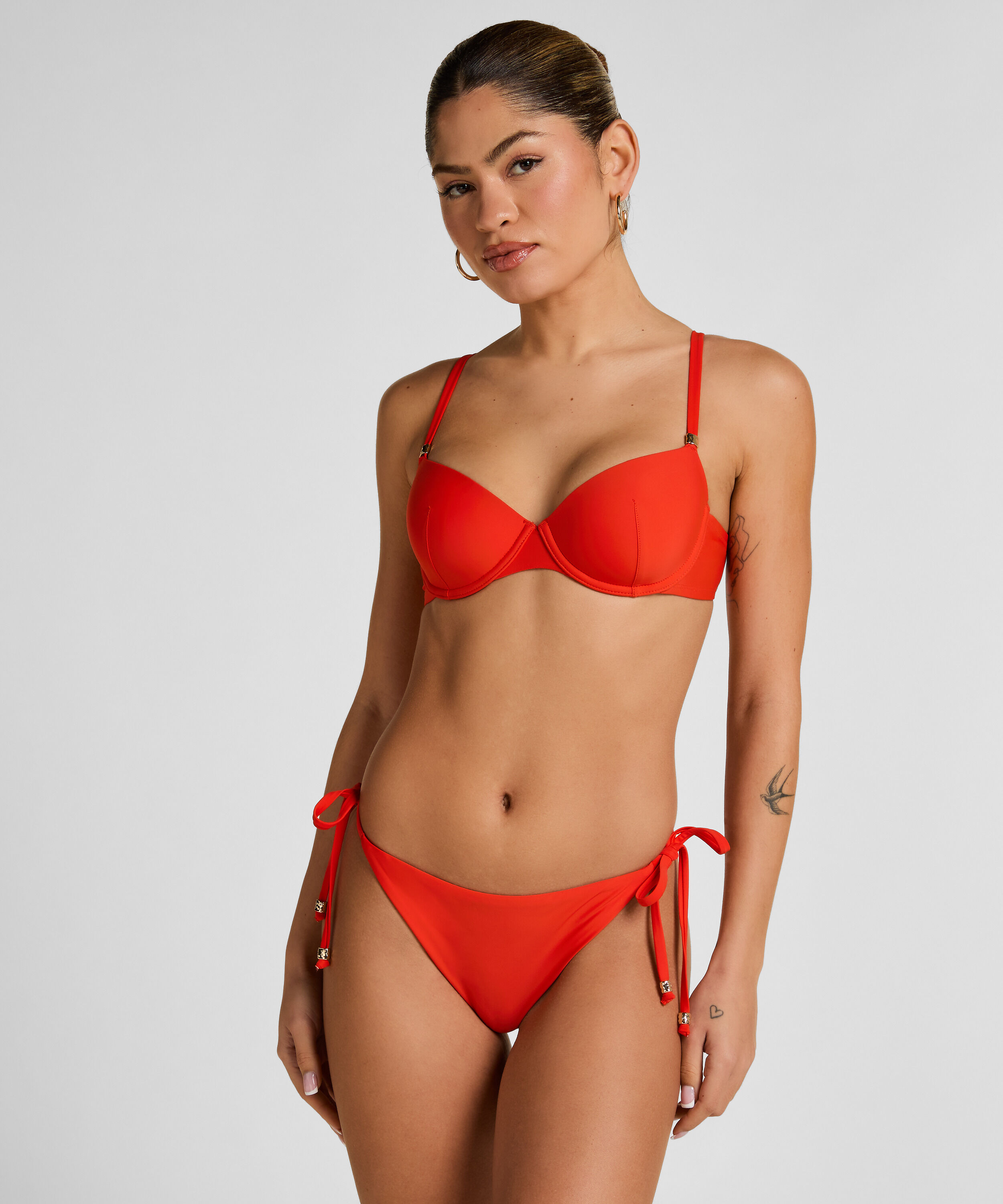 Luksusowy Biustonosz Bikini z Fiszbinami i Wkładkami, Czerwony