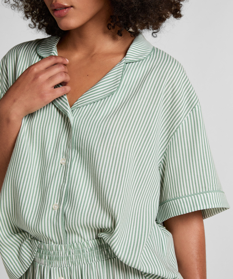 Tkana bluza z kr&oacute;tkim rękawem, Zielony