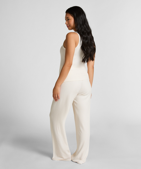 Podkoszulek ze szczotkowanego dżerseju w prążki, Biały