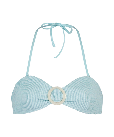Góra od bikini typu bandeau Crinkle, Niebieski