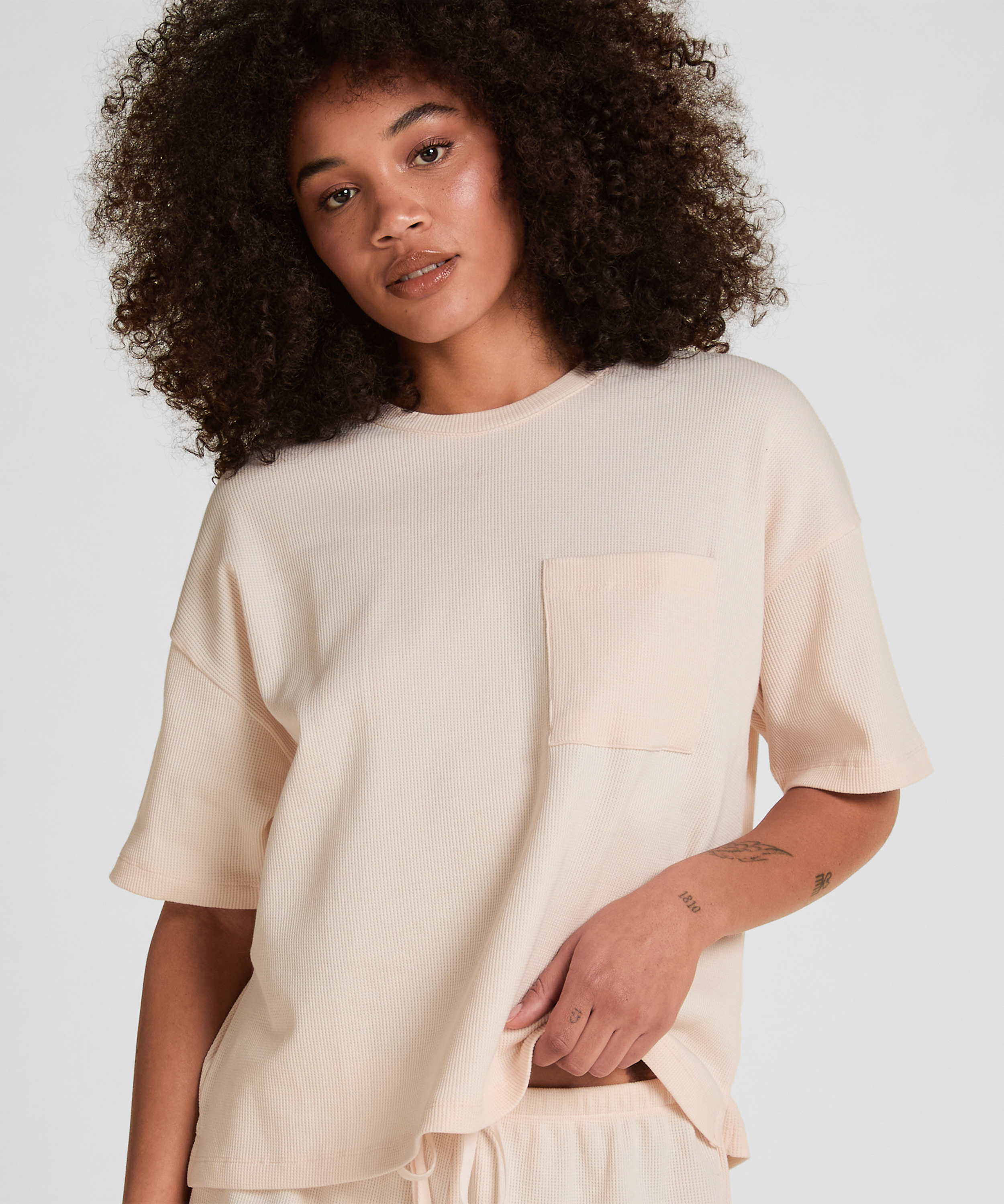 Pyjama Top Waffle, R&oacute;żowy, main