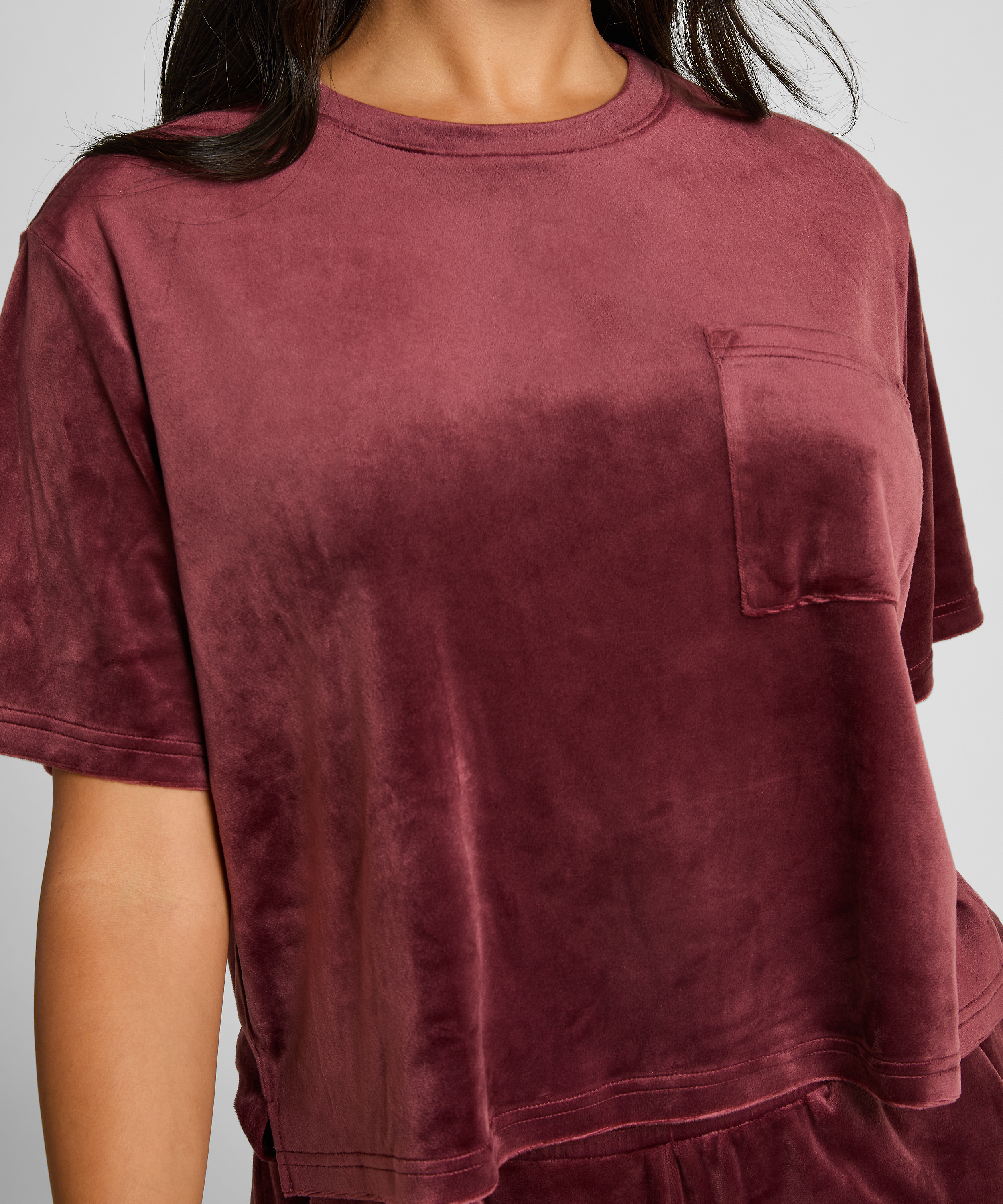 Top welurowy z kieszonką, Czerwony, main