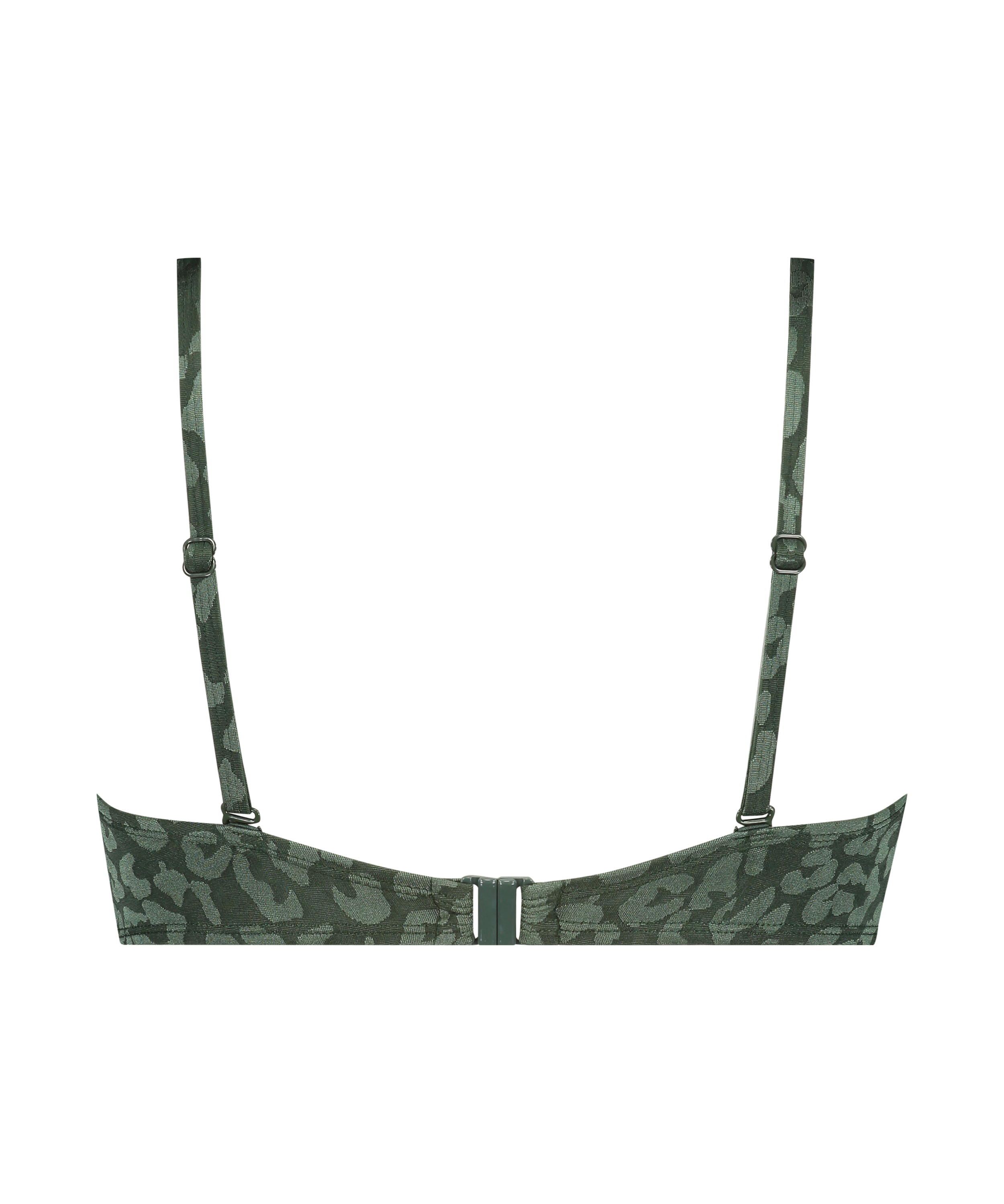 Usztywniany top bikini z fiszbinami push-up, w panterkę miseczki A – E, Zielony, main